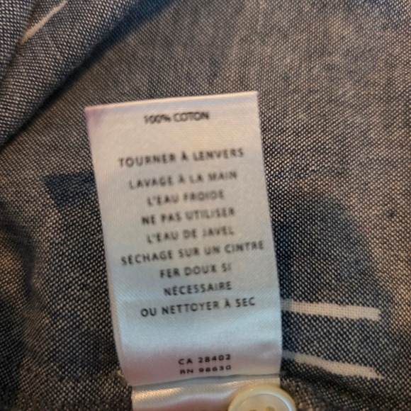 Lilla P Womens XS Blue White Dash Print Cotton Maxi Dress Fringe Hem Button Back - Picture 8 of 12